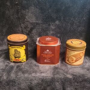 Boston Tea, Harney & Sons Tea, & H.J. Heinz Tins--all Empty. Some Vintage
